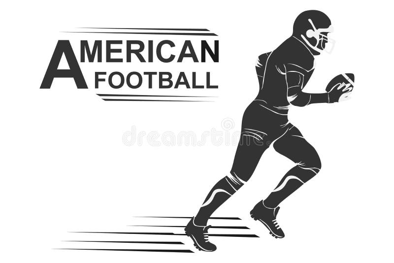 Silhueta de corrida do logotipo do jogador de futebol americano Molde dos projetos do logotipo do futebol americano ilustração do vetor Silhueta de corrida do logotipo do jogador de futebol americano Molde dos projetos do logotipo do futebol americano ilustração do vetor