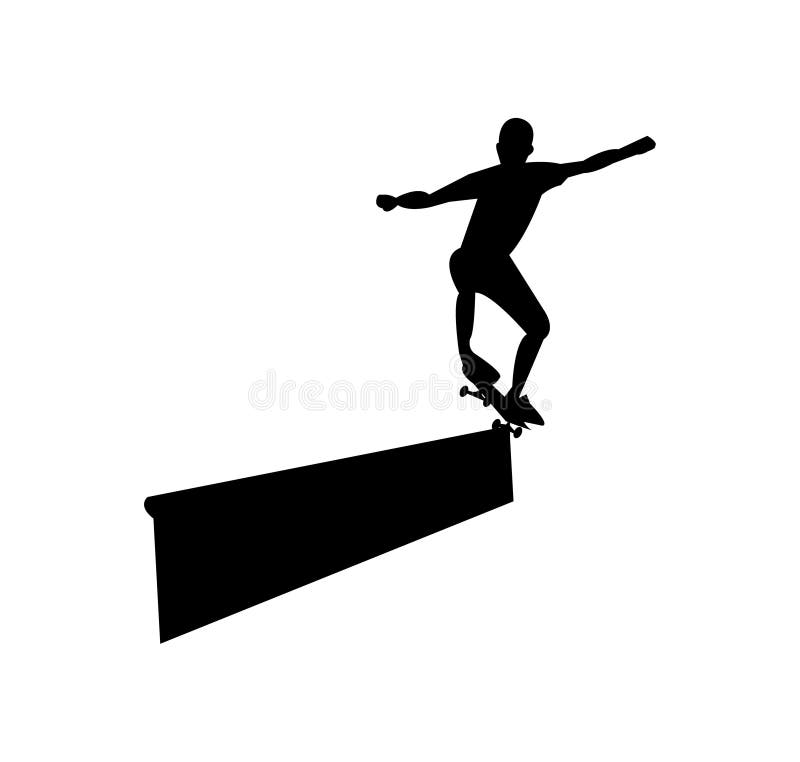 Silhueta de moedura do skater, isolada no branco ilustração stock Silhueta de moedura do skater, isolada no branco ilustração stock