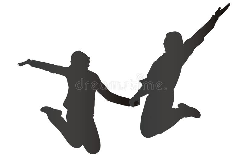 Silhueta de salto dos pares ilustração do vetor Silhueta de salto dos pares ilustração do vetor