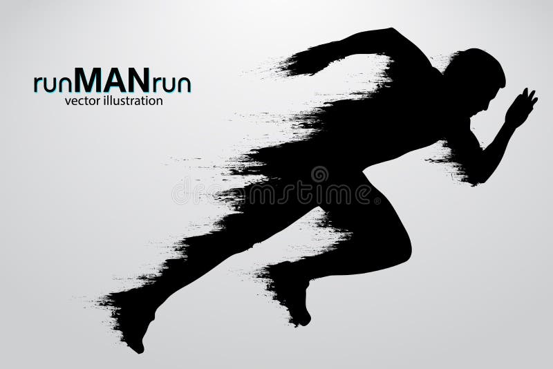 Silhouette of a running man. Text and background on a separate layer, color can be changed in one click. Vector illustration. Silhouette of a running man. Text and background on a separate layer, color can be changed in one click. Vector illustration