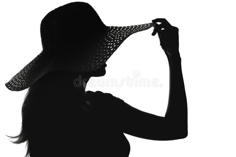 Silhueta De Uma Mulher Em Um Chapeu Foto De Stock Imagem De Chapeu Mulher 97600834