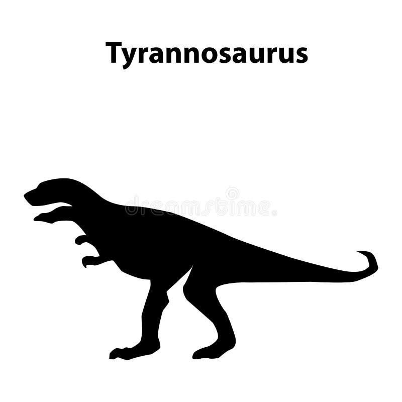 Ilustração da silhueta preto e branco do tyrannosaurus rex trex