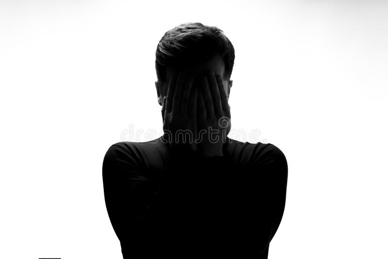 Perfil Triste Do Homem, Homem Escuro Do Indivíduo Na Depressão, Olhar Preto  E Branco, Sério Imagem de Stock - Imagem de tristeza, cara: 106974065