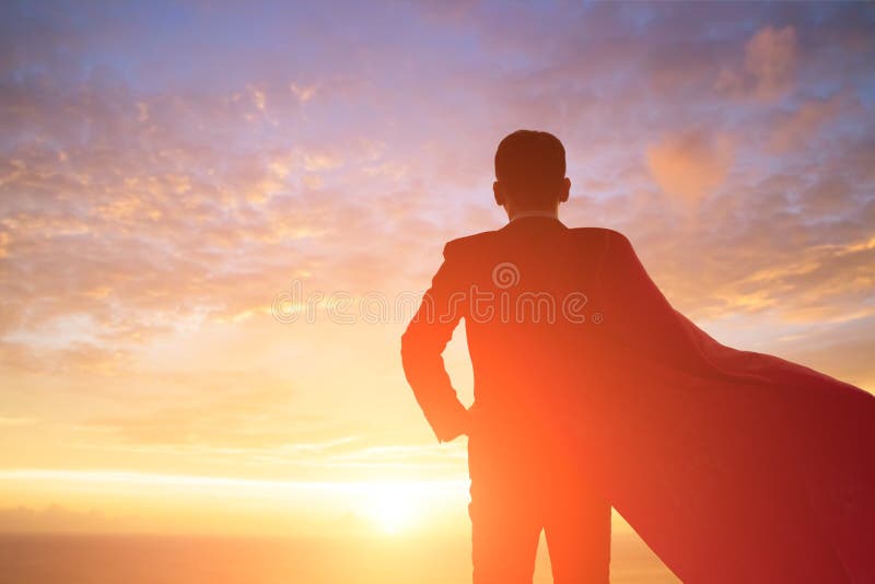Silhueta do homem de neg?cios super fotografia de stock royalty free Silhueta do homem de neg?cios super fotografia de stock royalty free