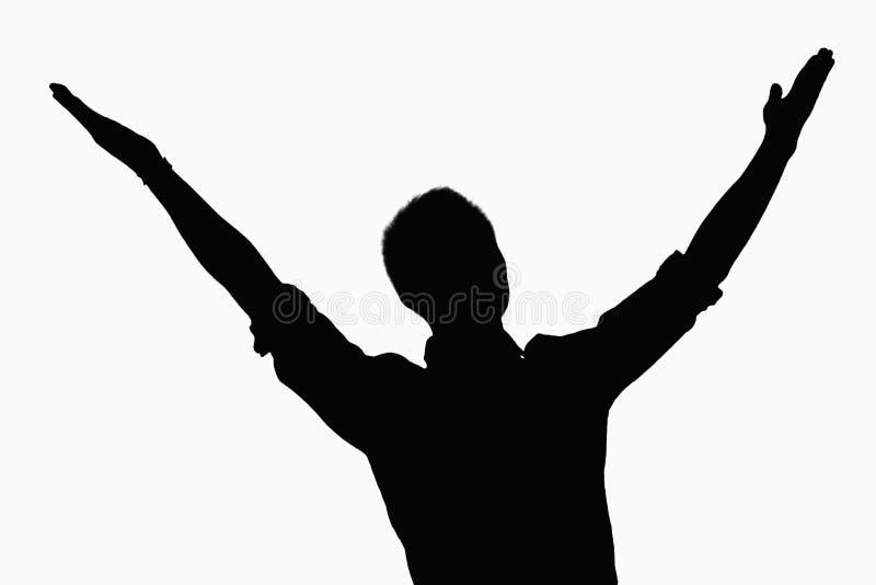 Silhouette of businessman with arms raised. Silhouette of businessman with arms raised.