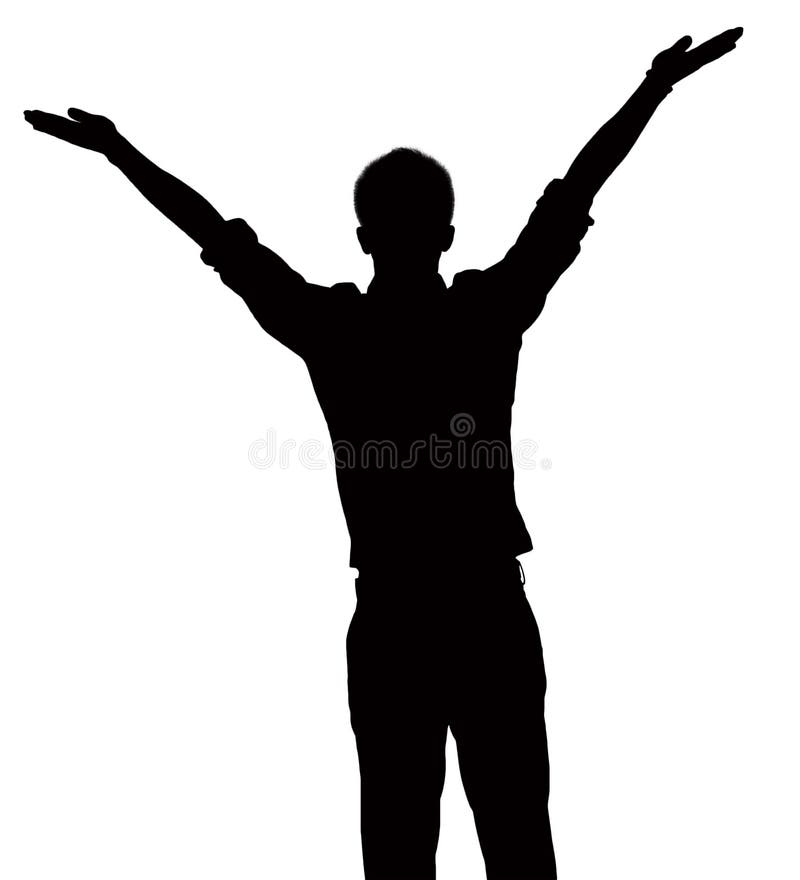 Silhouette of businessman with arms raised. Silhouette of businessman with arms raised.