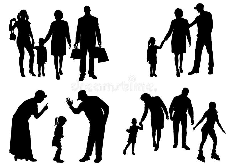 Silhueta do vetor da família ilustração royalty free Silhueta do vetor da família ilustração royalty free