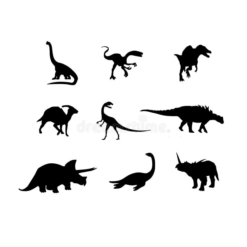 Contorno De Dinossauro Com Inscrições No Interior. Silhuetas De Dinossauro  Definidas Ilustração do Vetor - Ilustração de jogo, dinossauro: 260546570