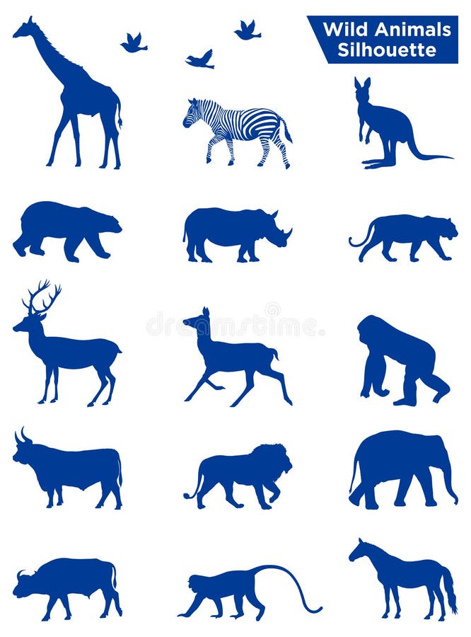 Silhueta de Animais Selvagens ilustração stock