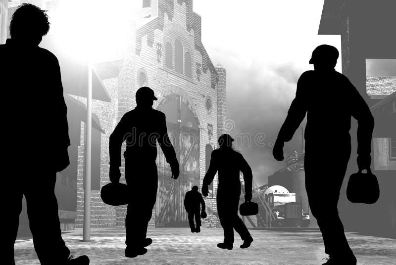 Silhueta dos trabalhadores ilustração do vetor Silhueta dos trabalhadores ilustração do vetor