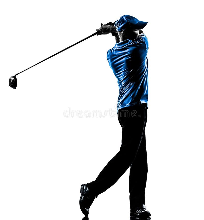 Silhueta golfing do balanço do golfe do jogador de golfe do homem fotos de stock royalty free Silhueta golfing do balanço do golfe do jogador de golfe do homem fotos de stock royalty free