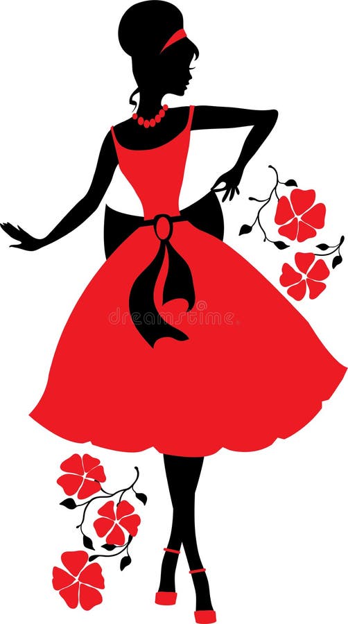 Silhueta retro da mulher ilustração stock Silhueta retro da mulher ilustração stock