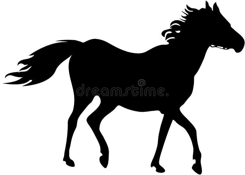 Silhueta Running da égua ilustração royalty free Silhueta Running da égua ilustração royalty free