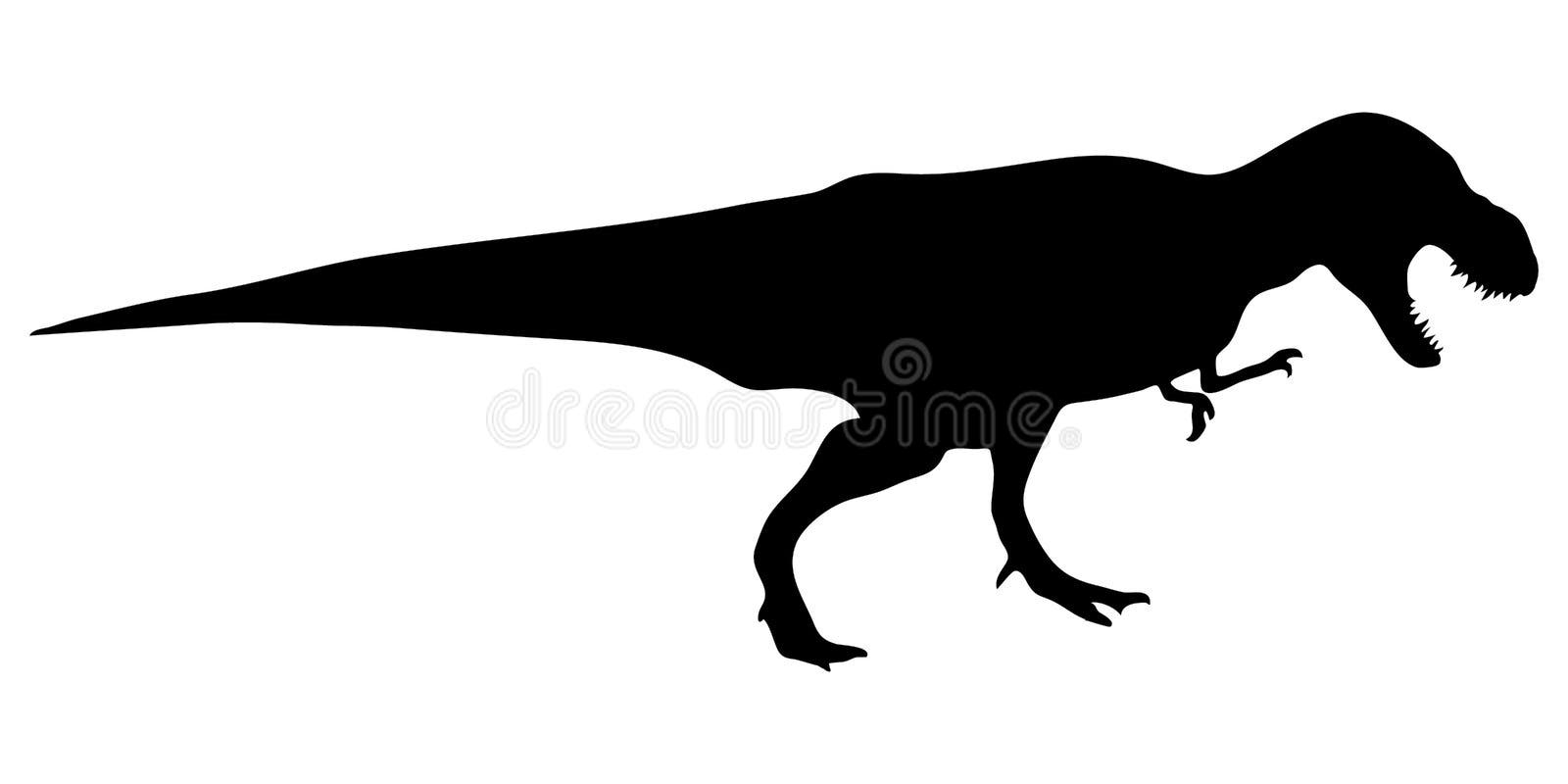 Ilustração da silhueta preto e branco do tyrannosaurus rex trex