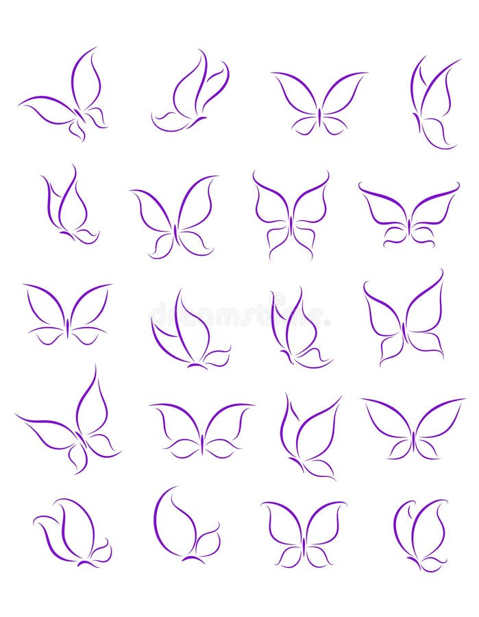 Silhuetas da borboleta ajustadas ilustração do vetor Silhuetas da borboleta ajustadas ilustração do vetor