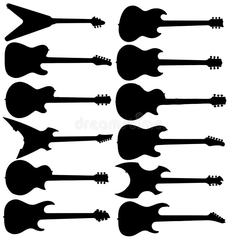 Silhuetas da guitarra elétrica ilustração stock Silhuetas da guitarra elétrica ilustração stock