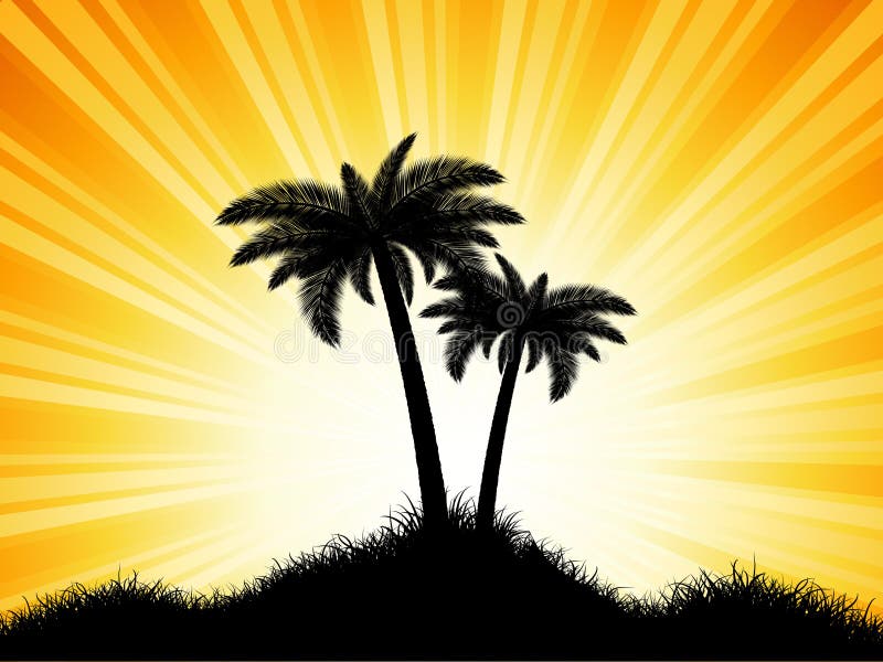 Silhouettes of palm trees against a sunny sky. Silhouettes of palm trees against a sunny sky