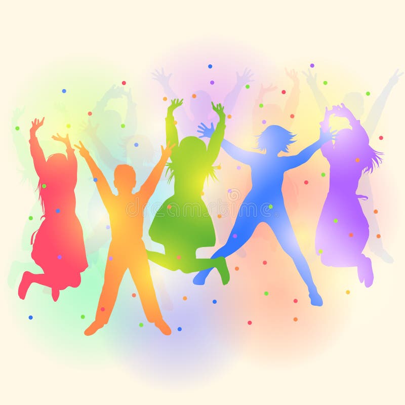 Silhuetas das crianças da dança ilustração royalty free Silhuetas das crianças da dança ilustração royalty free