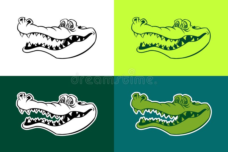 Silhuetas de contorno vetorial de jacarés ilustração do vetor