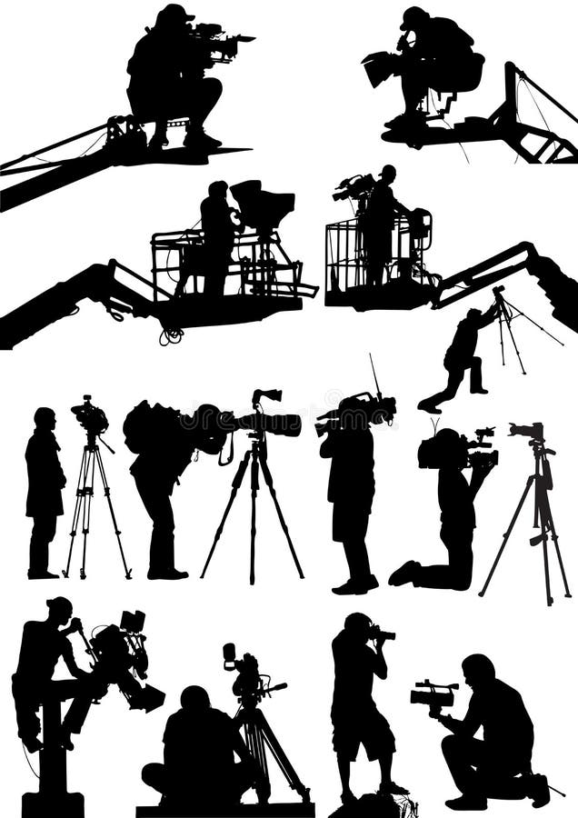 Silhuetas do operador cinematográfico ilustração stock Silhuetas do operador cinematográfico ilustração stock