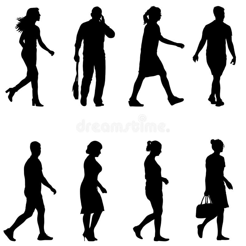 Silhuetas pretas ajustadas do homem e da mulher bonitos no fundo branco Ilustração do vetor ilustração royalty free Silhuetas pretas ajustadas do homem e da mulher bonitos no fundo branco Ilustração do vetor ilustração royalty free