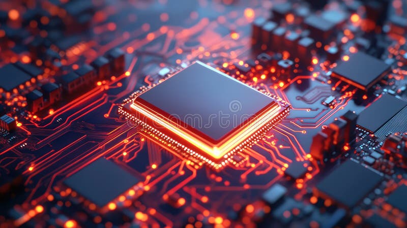 Silicon high tech emerging ai chip stock illustration