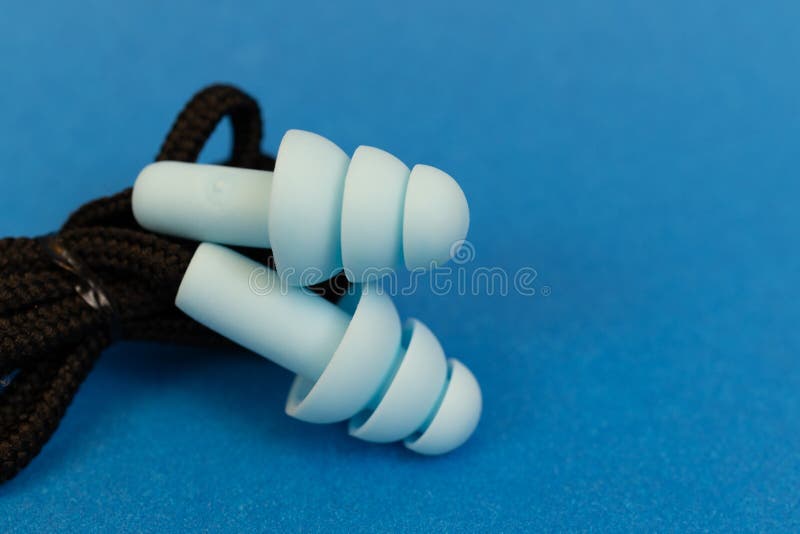 Silicone Ear Plugs for Human Ears on Blue Background Stock Photo Image of isolation, group