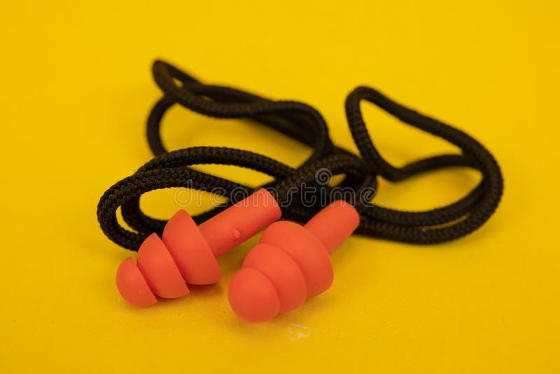 Silicone Ear Plugs for Human Ears on Yellow Background Stock Photo Image of cone, musician