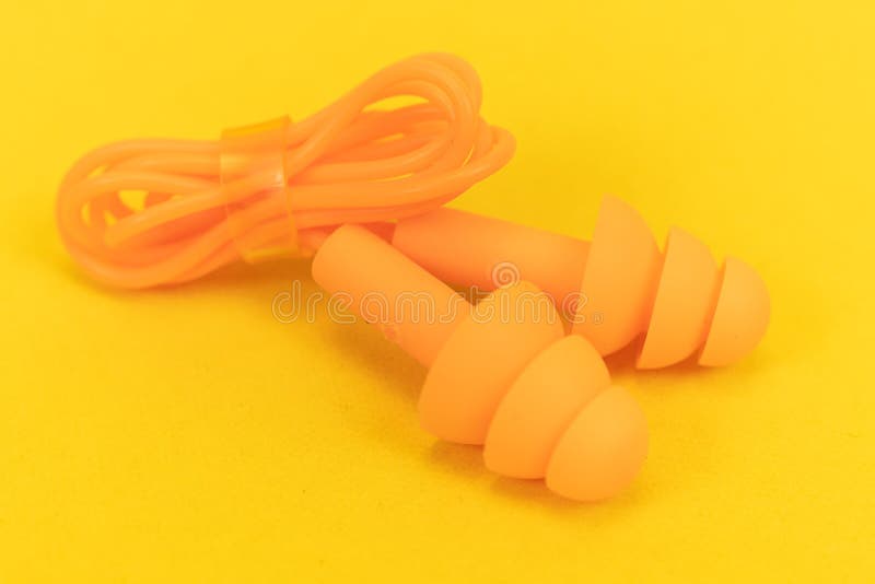 Silicone Ear Plugs for Human Ears on Yellow Background Stock Image Image of health, canal