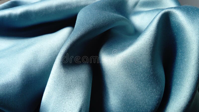 Silk of Blue Color. Wave Satin Glitter Fabric Stock Image - Image of