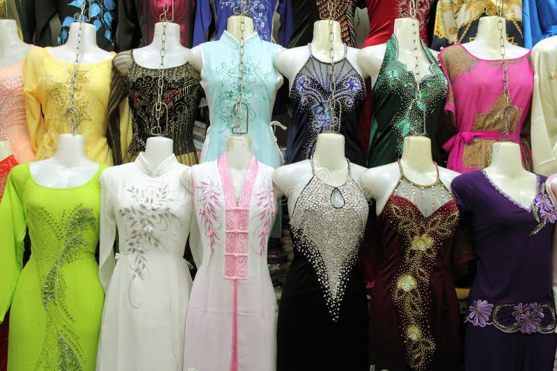 Silk Dresses For Sale At Market Stock Image Image of decoration