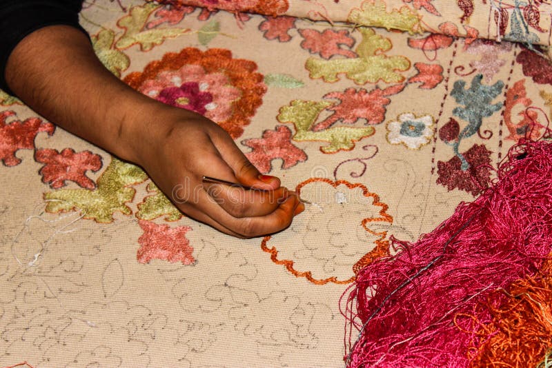 Silk Embroidery with a Hackle Needle Stock Image Image of baroque