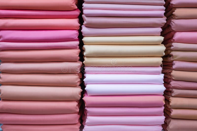 Stack of pink silk fabric