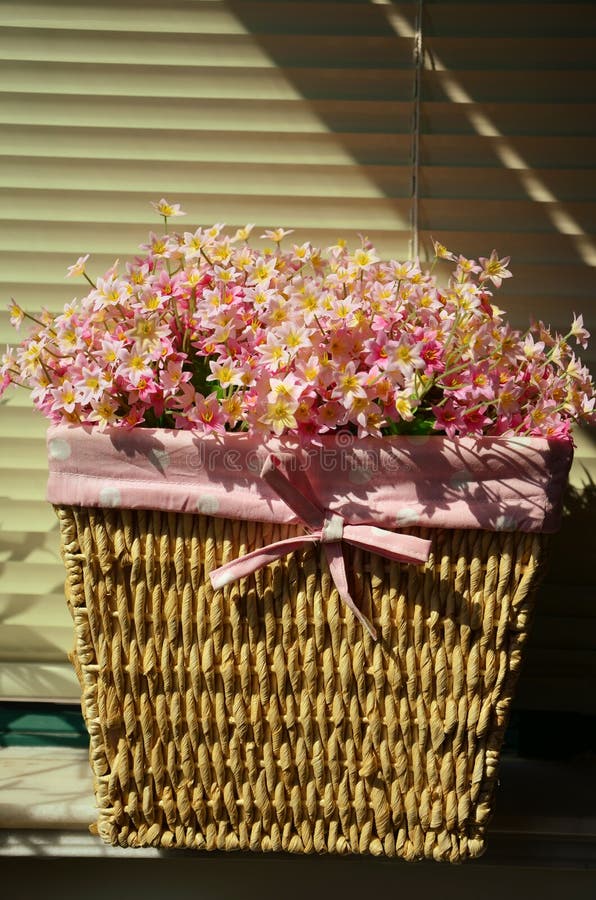Silk Flower in Rattan Basket Stock Photo Image of rattan, beautiful