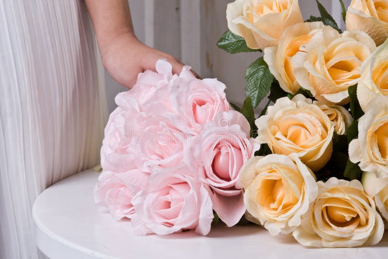 Silk Flowers in Wicker Basket Stock Image Image of bunch, closeup
