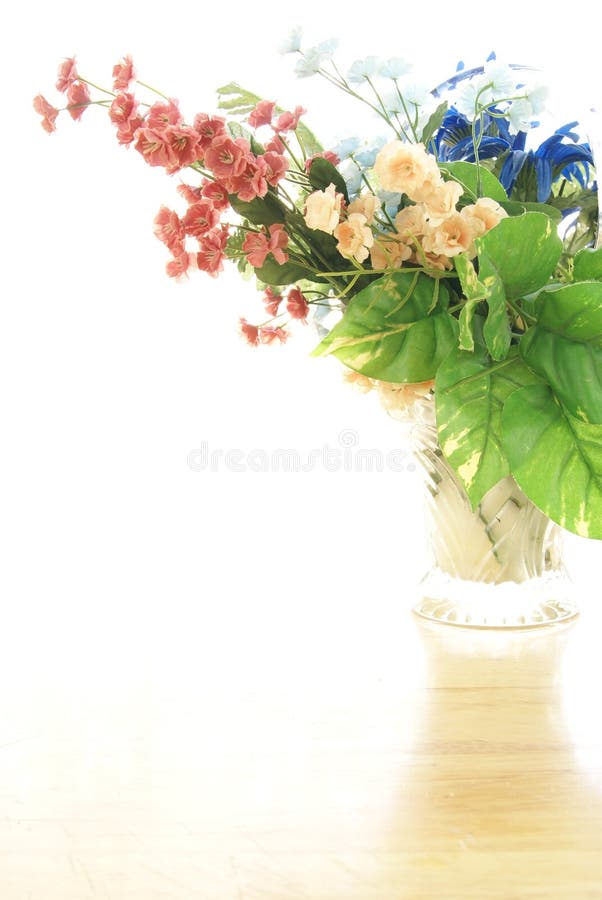 Silk Flowers in Glass Vase stock image. Image of decoration 6566103