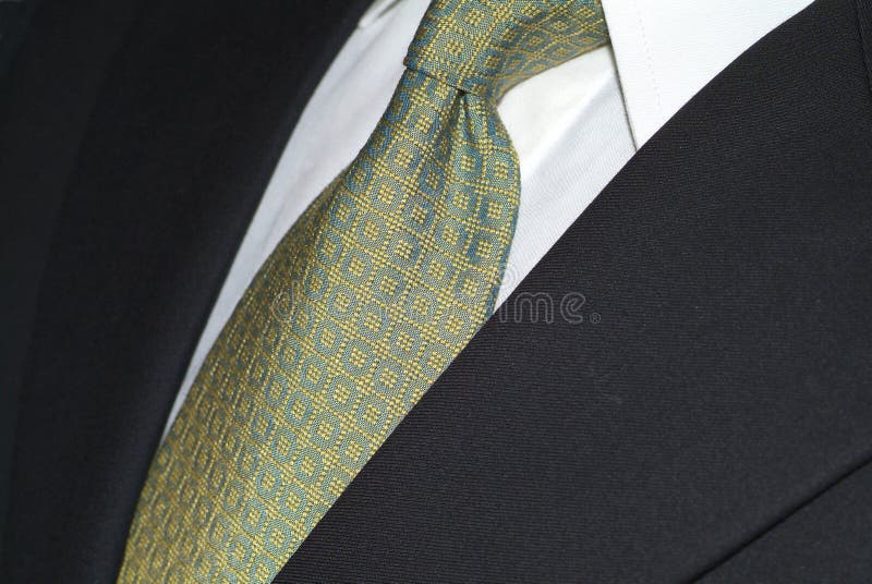 Silk necktie and dark suit