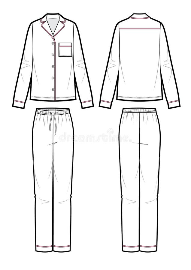 Silk Pajama Set. Cardigan and Pants. Isolated Vector Stock Vector ...