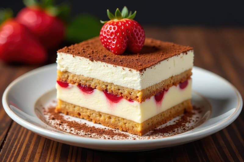 Silky glatt tiramisu-kakao som dumpas perfekt skiktad savoiardi culinary Art royaltyfri illustrationer