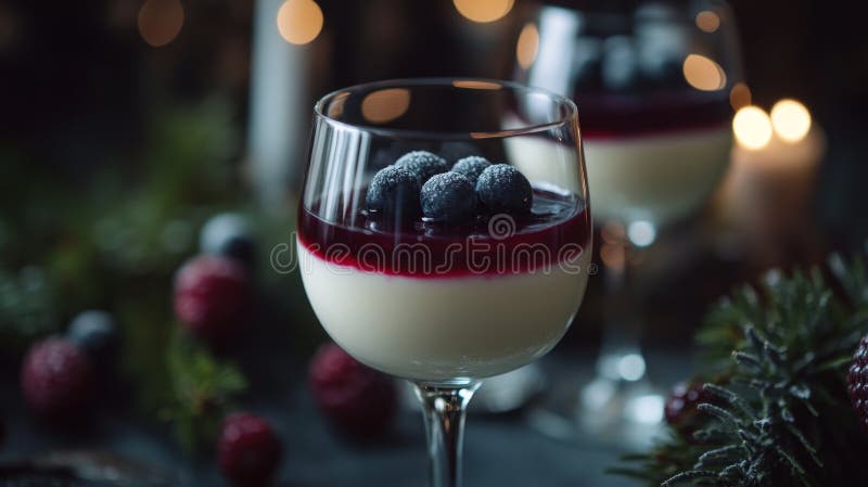 Silky Smooth Italy Dessert med Berries och Elegant Presentation royaltyfri illustrationer