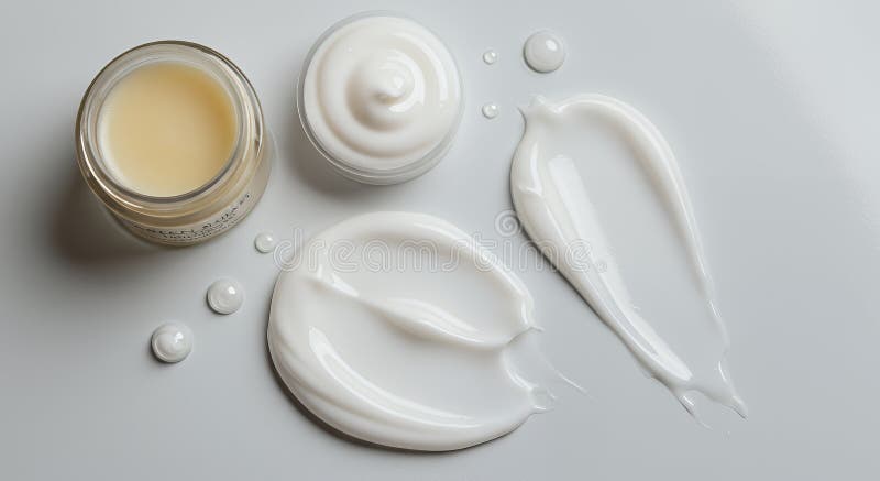 Silky Smooth Skincare Serums Balms och Mousses isolerade på grå bakgrund stock illustrationer