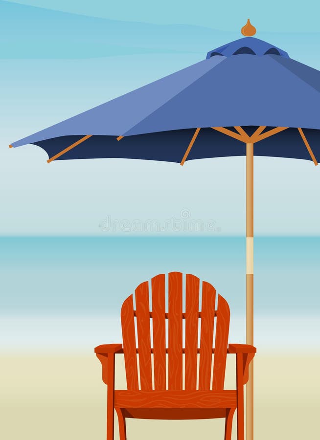 Silla de Adirondack en la playa stock de ilustración Silla de Adirondack en la playa stock de ilustración