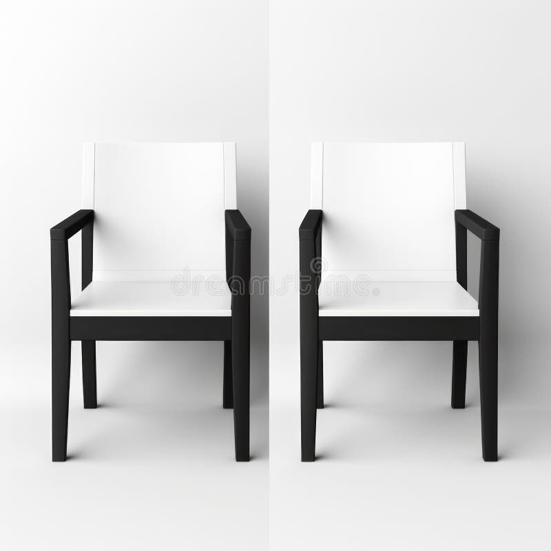 Sillas de madera modernas : conjunto depurado y fotorrealista de dos stock de ilustración