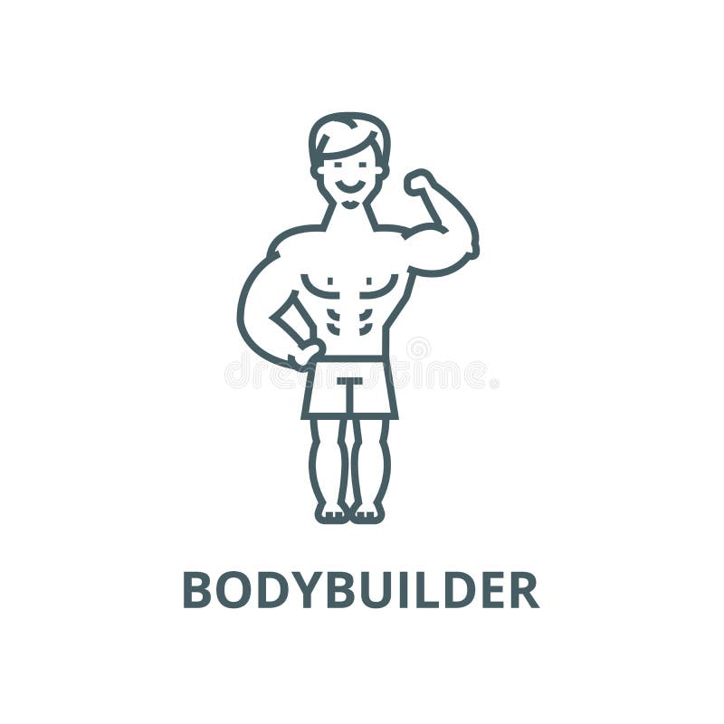 Silny mężczyzna, bodybuilder mięśni wektoru linii ikona, liniowy pojęcie, konturu znak, symbol ilustracja wektor Silny mężczyzna, bodybuilder mięśni wektoru linii ikona, liniowy pojęcie, konturu znak, symbol ilustracja wektor