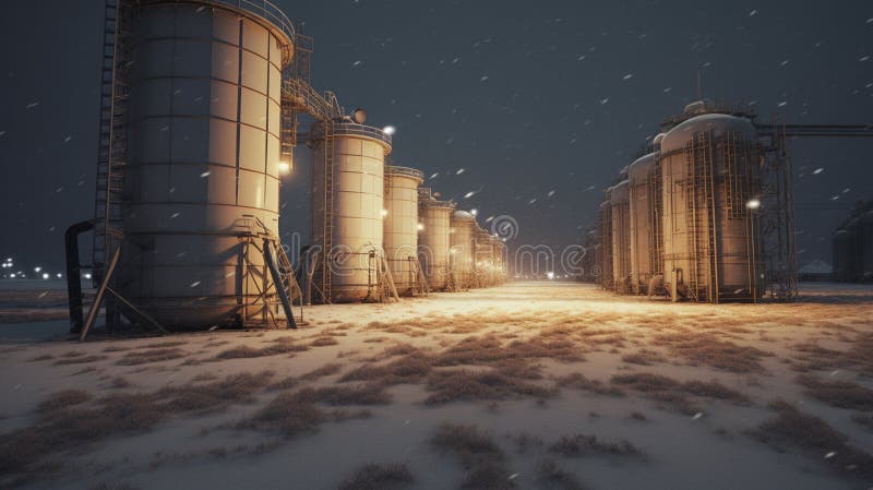 Silos and agroprocessing plant for processing background vector illustration