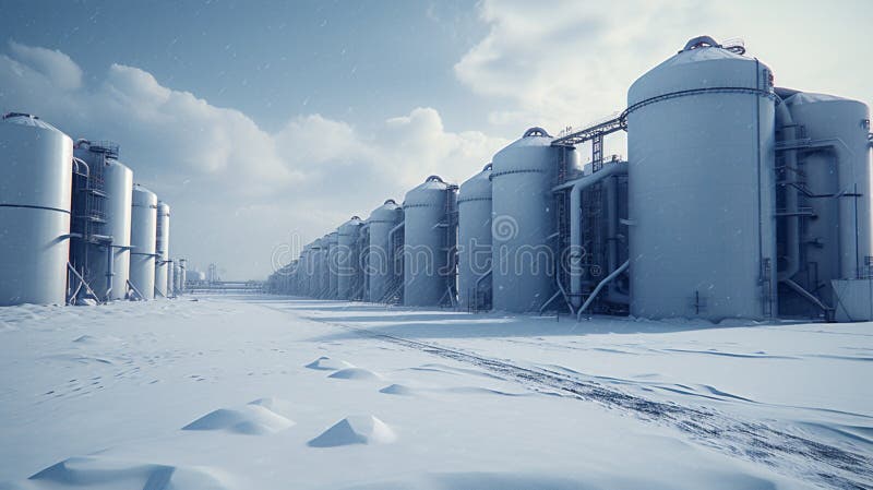 Silos and agroprocessing plant for processing background stock illustration