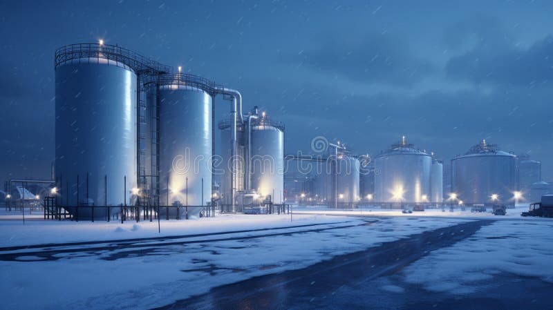 Silos and agroprocessing plant for processing background vector illustration