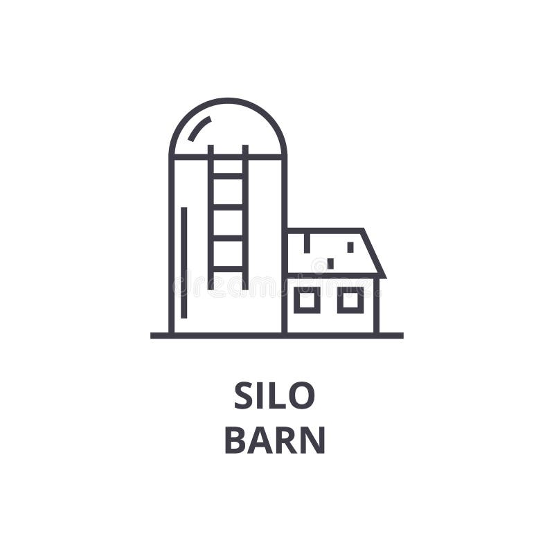 Silos, stajni kreskowa ikona, konturu znak, liniowy symbol, wektor, płaska ilustracja ilustracji Silos, stajni kreskowa ikona, konturu znak, liniowy symbol, wektor, płaska ilustracja ilustracji