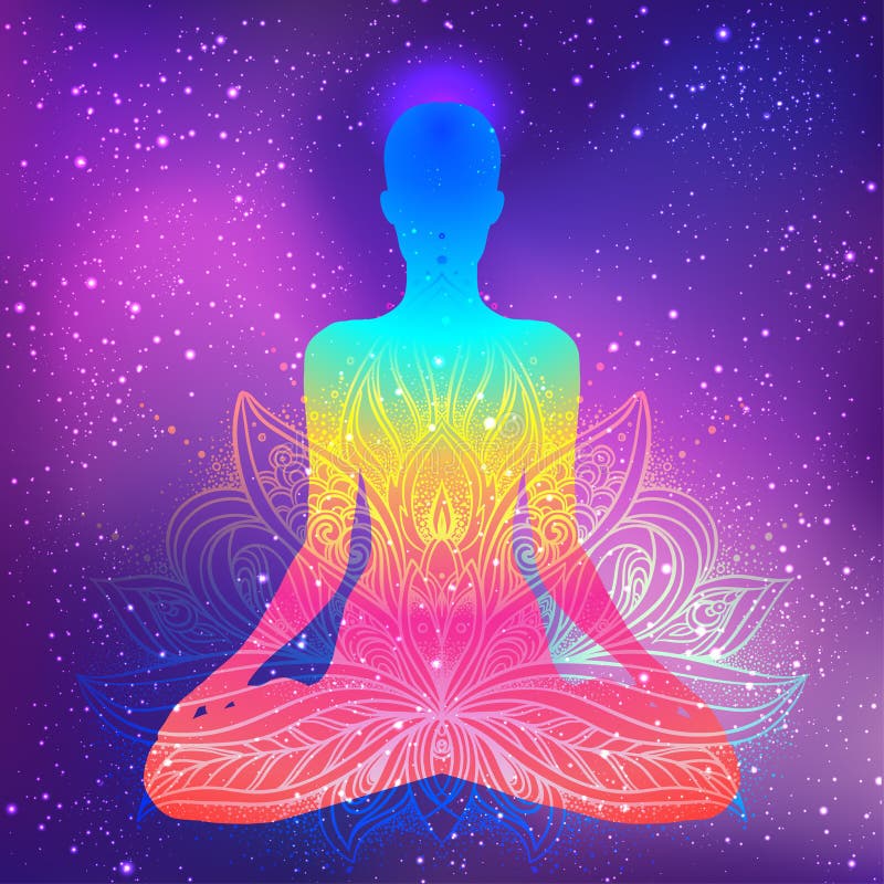 Silueta de Buda que se sienta Illustratio decorativo del vector del vintage stock de ilustración Silueta de Buda que se sienta Illustratio decorativo del vector del vintage stock de ilustración