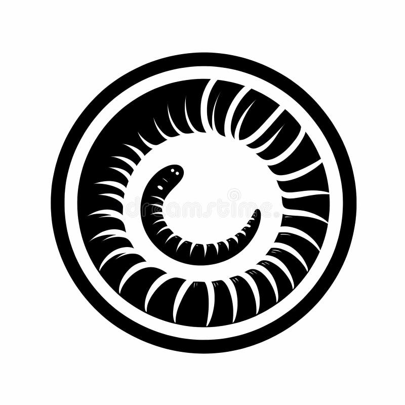 Silueta de gusano simple y estilizada con cuerpo segmentado diseñado para una estética limpia y moderna ilustración del vector